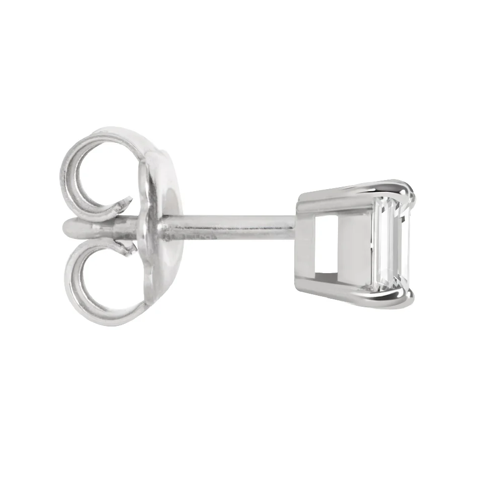 18ct White Gold Emerald Cut Diamond Earrings - Image 4