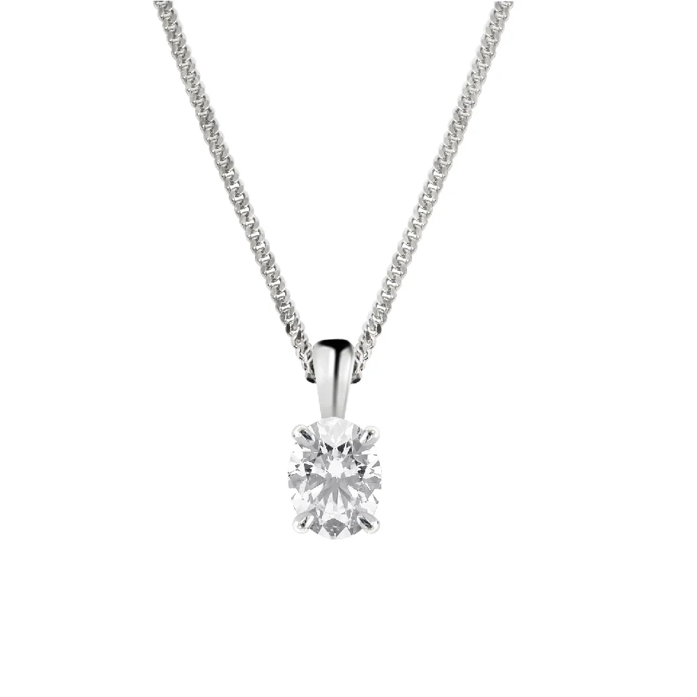 18ct White Gold Oval Shape Diamond Pendant