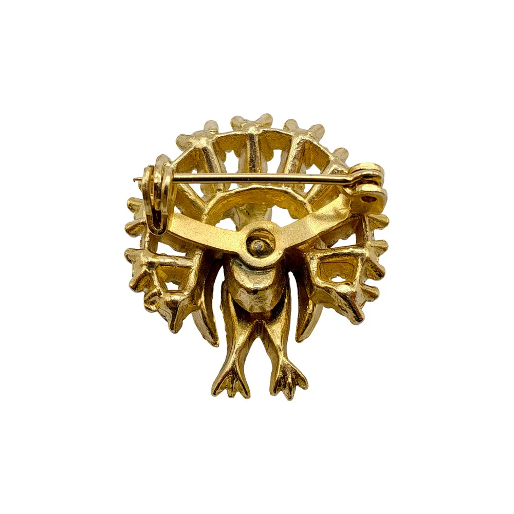 1980's Coloured Crystal Peacock Pin - Image 2