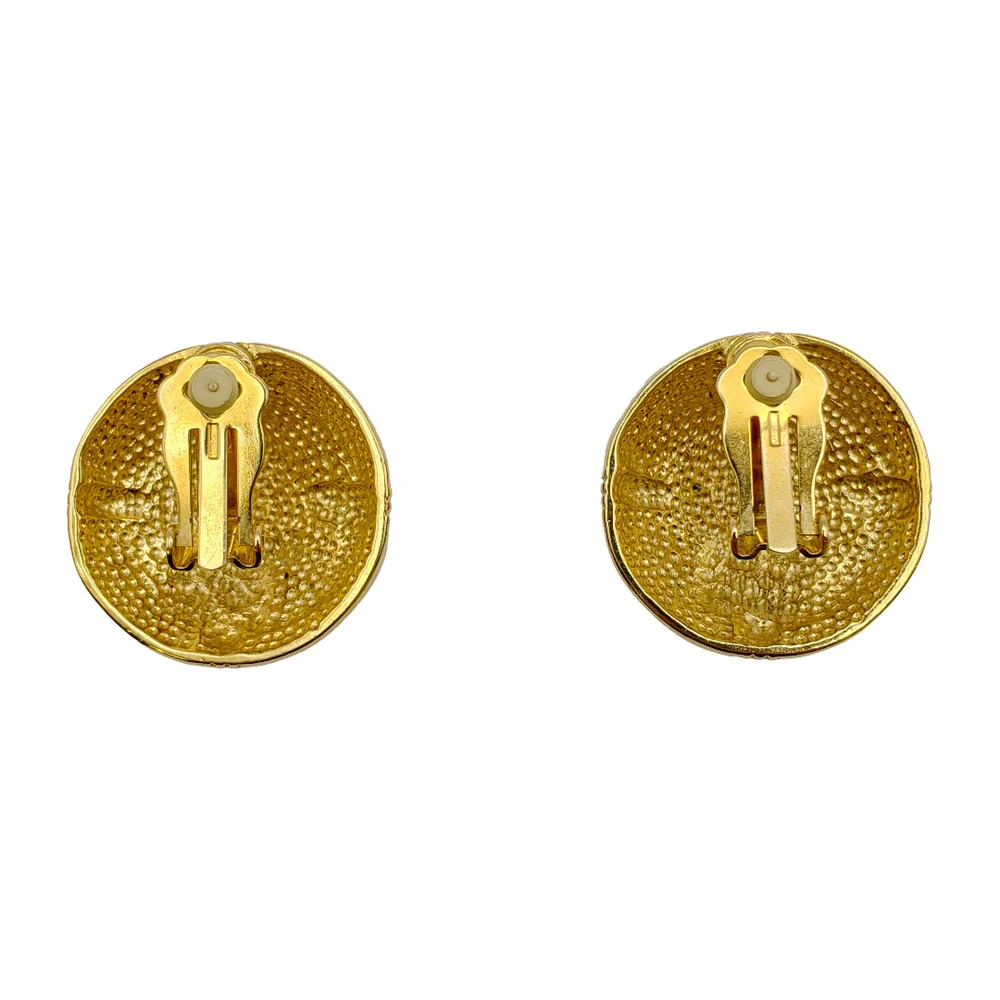 1980's Gold Tone Navy & Cream Enamel Star Earrings - Image 3