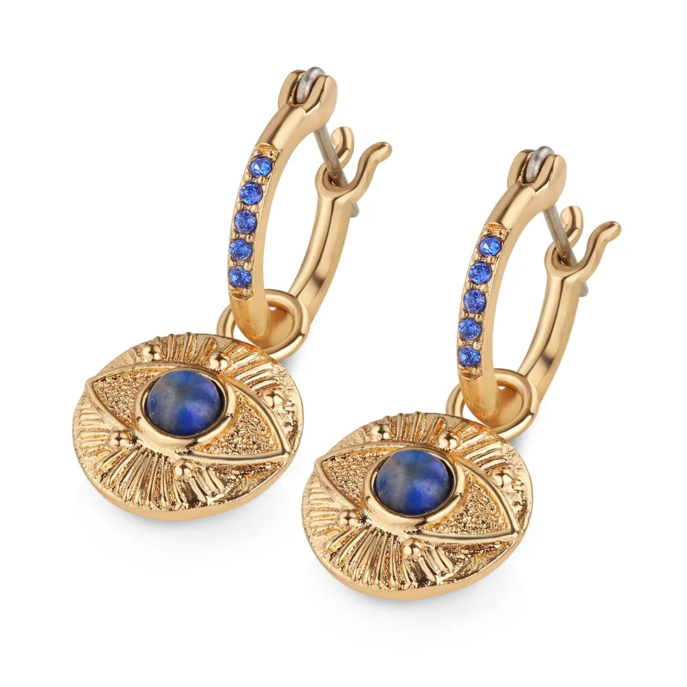 All Seeing Evil Eye Earrings Blue Stone - Image 3