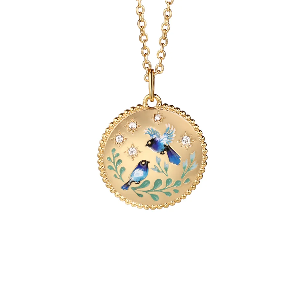 Bird Enamel Pendant