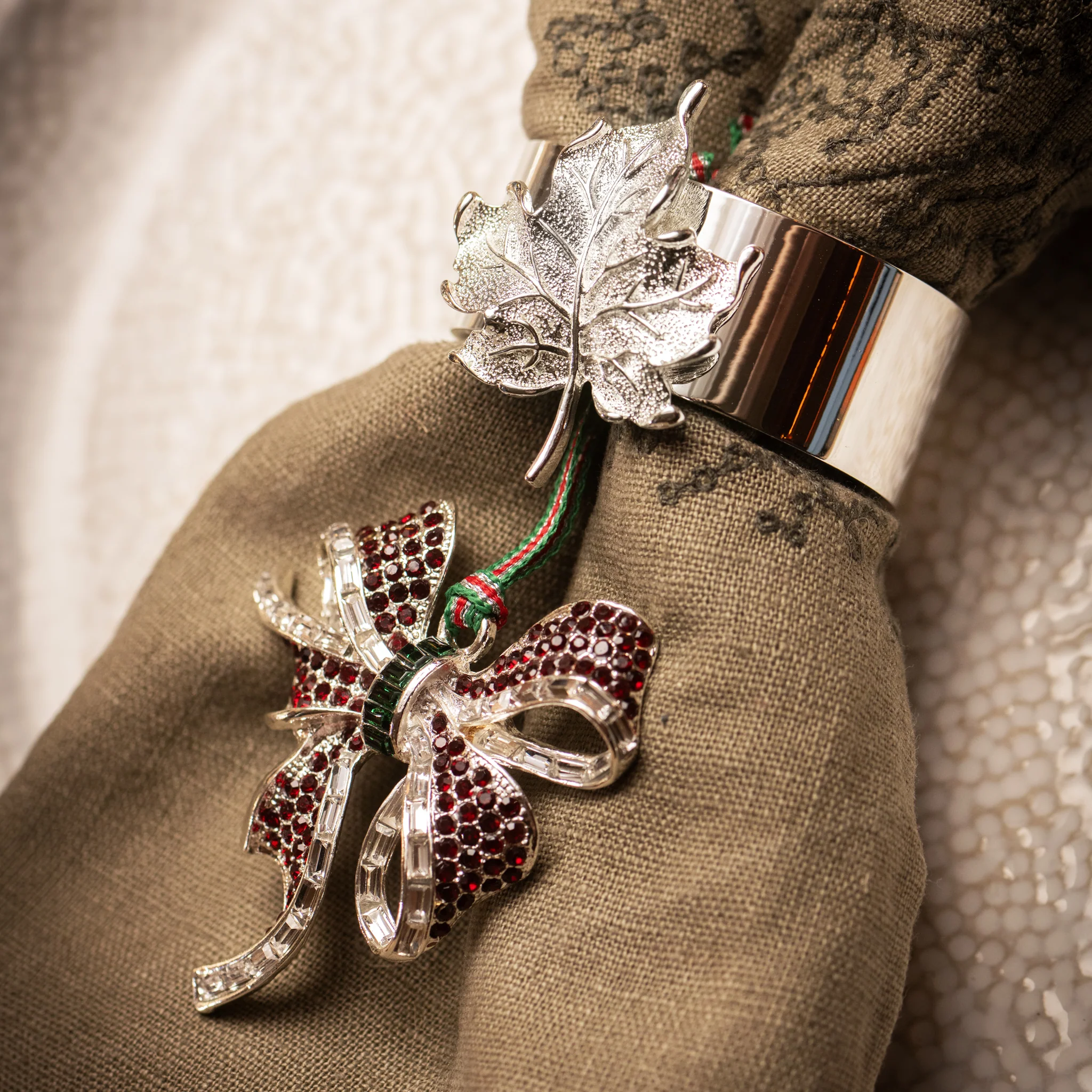 Bow with Red Stones Christmas Tree Decoration - Image 2