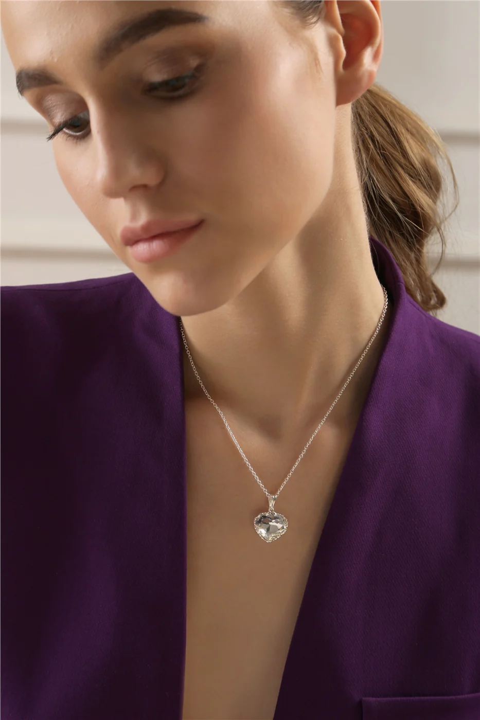 Clear Stone Heart Pendant - Image 2