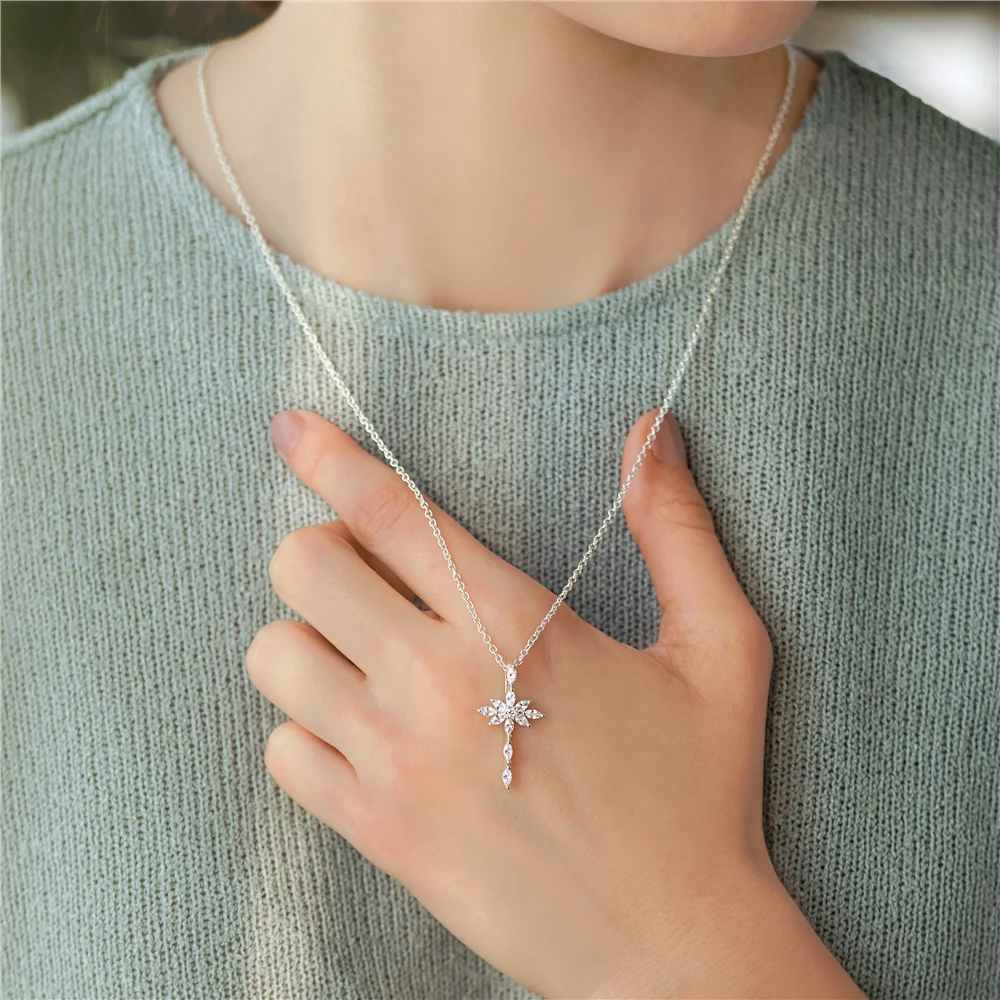 Cross Pendant with Clear Stones - Image 2