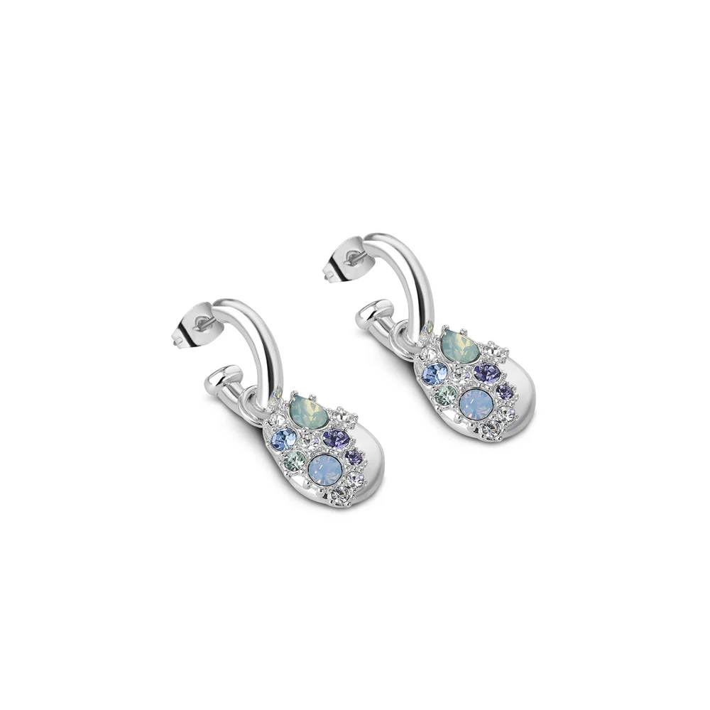 Drop Earrings with Blue and Clear Stones - Image 3