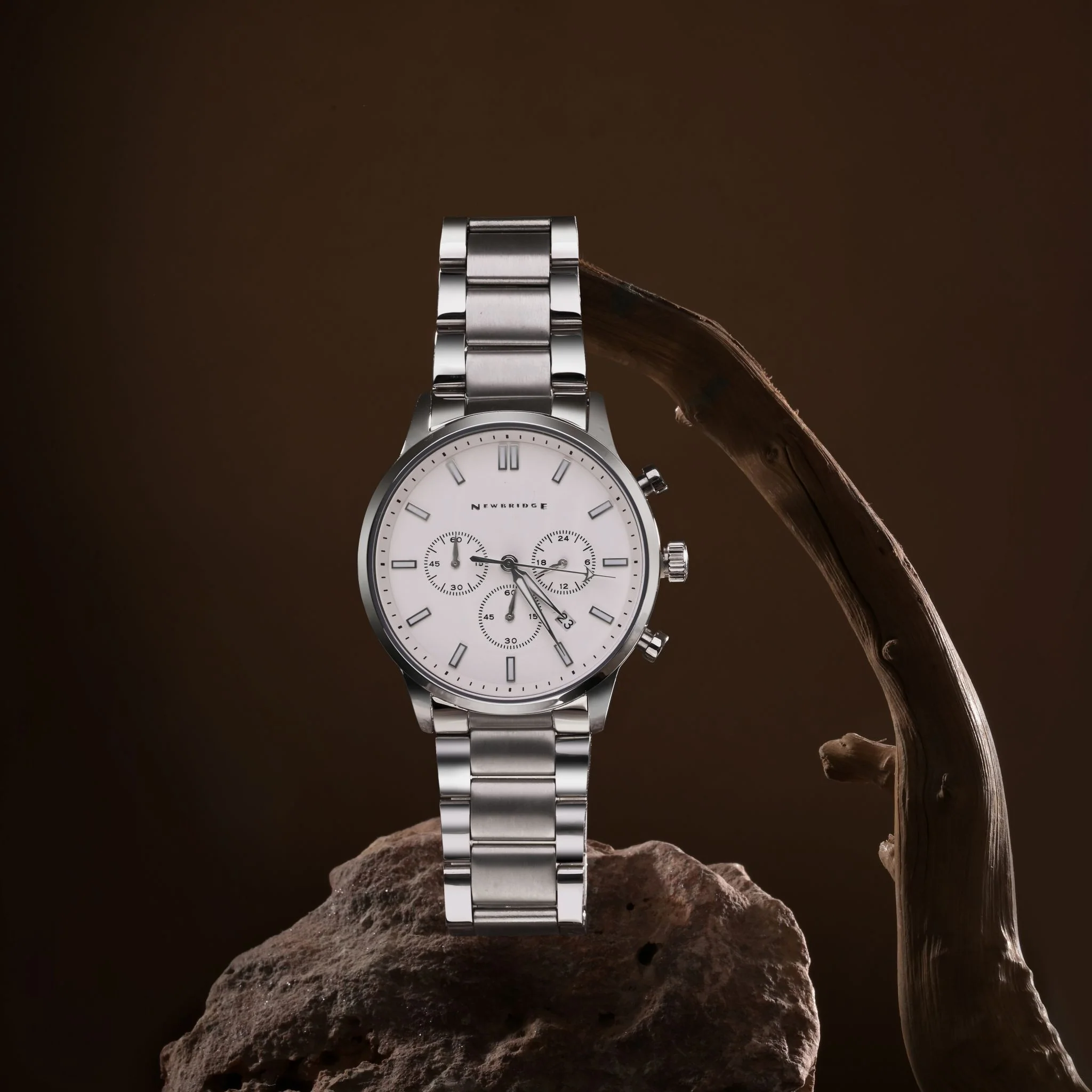 Gents Silver Plated Chronograph Watch White Face - Image 2