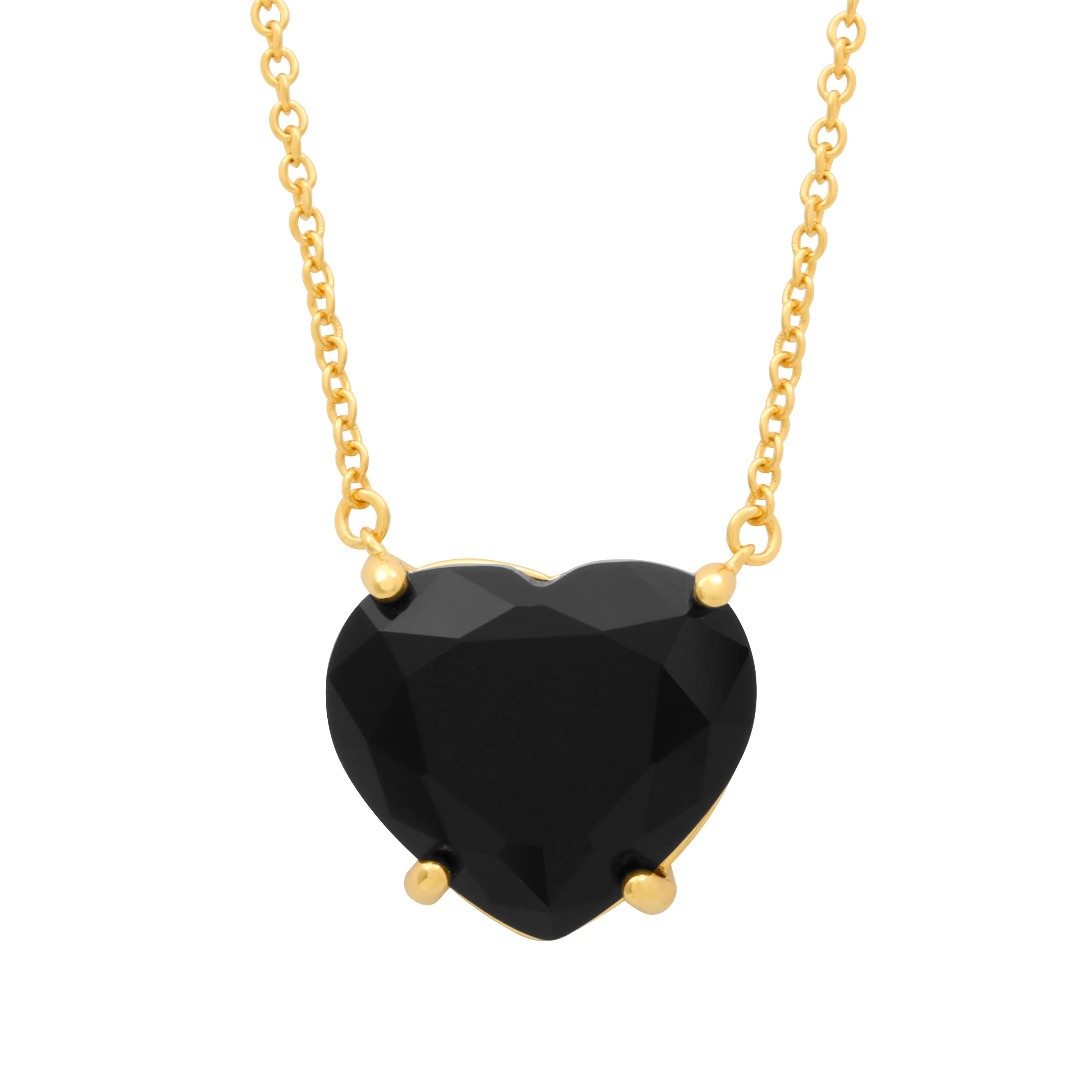 Gold Plated Black Stone Heart Pendant - Image 3