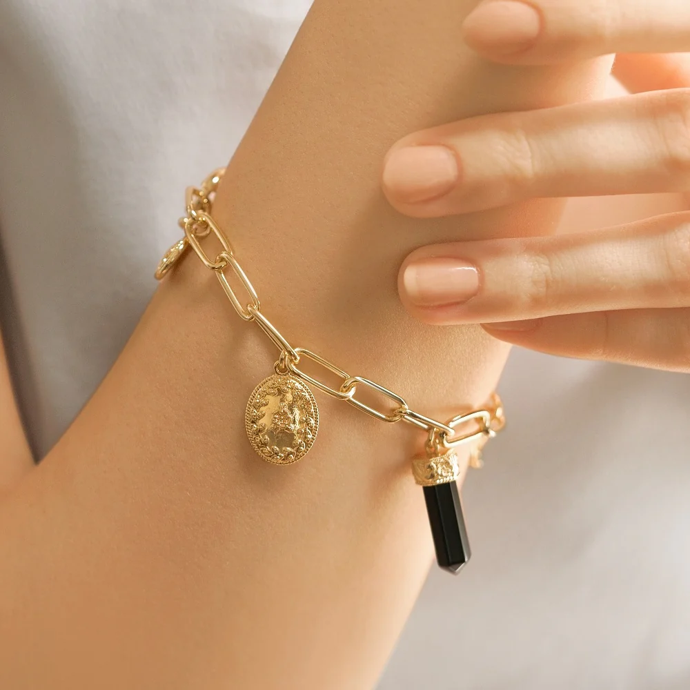 Gold Plated Bracelet with Charms - Image 3
