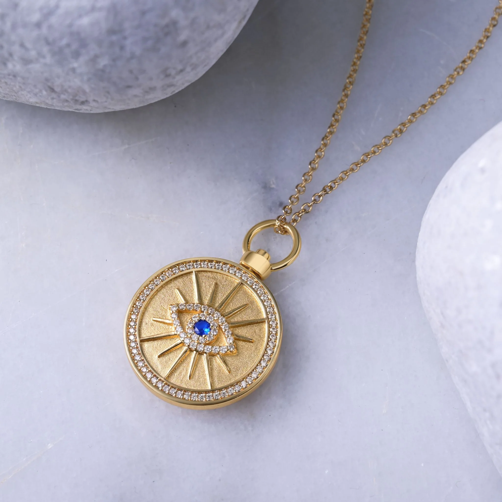 Gold Plated Evil Eye Pendant - Image 2