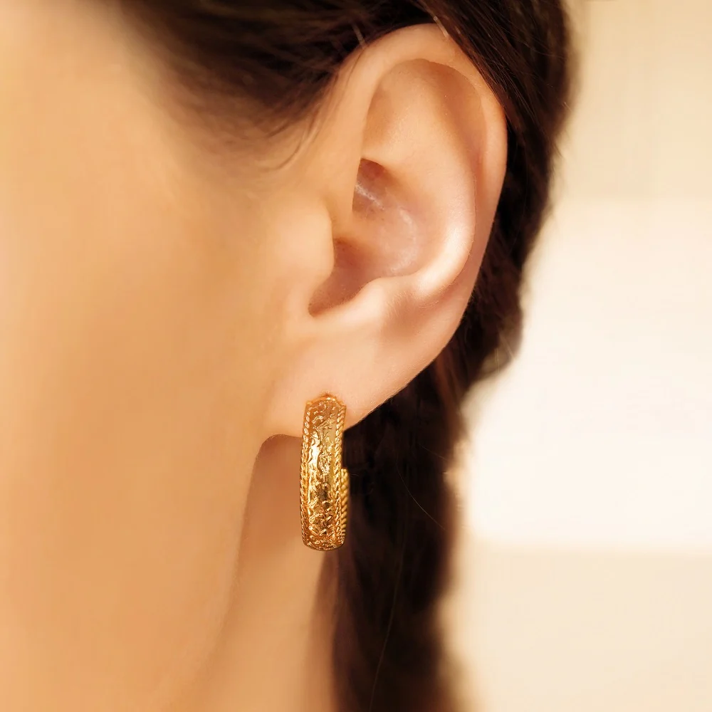 Gold Plated Hoop Earrings - Image 3