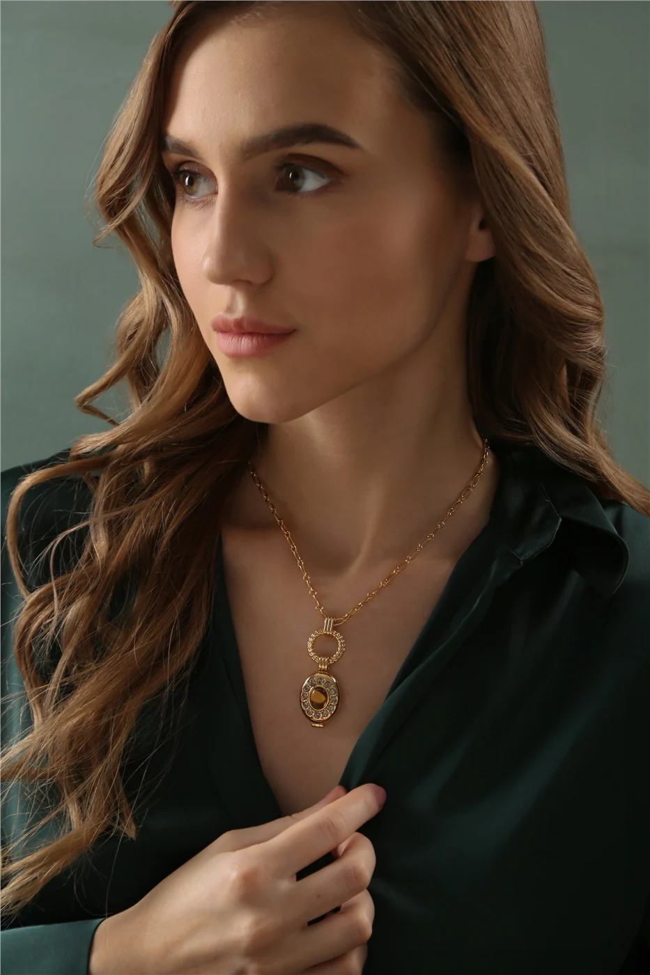 Gold Plated Locket with Topaz Stone - Image 2