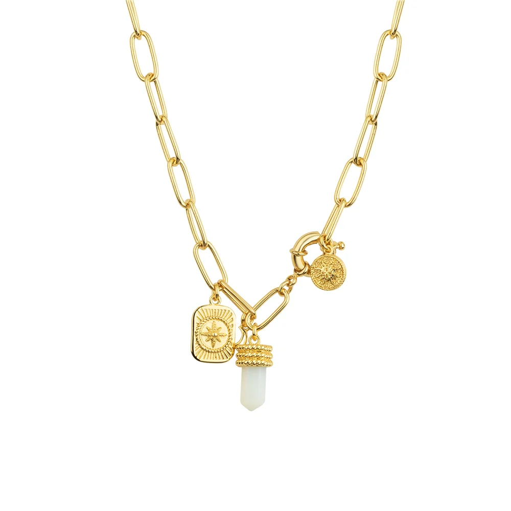 Gold Plated Necklace with Opalite Charm - Image 4