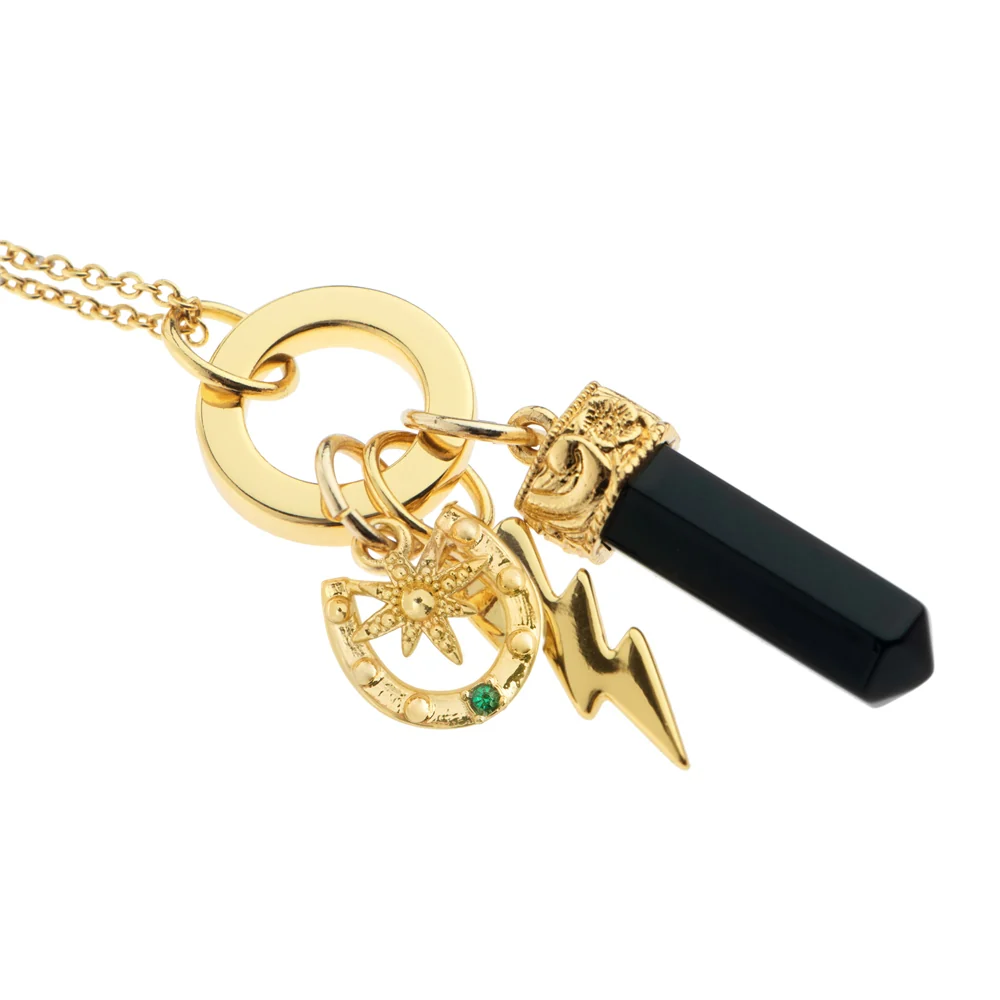 Gold Plated Pendant with Charms - Image 3