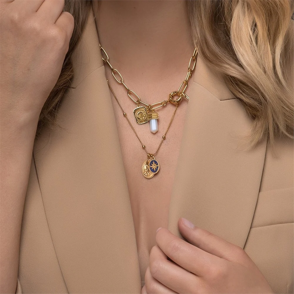 Gold Plated Pendant with Lapis Lazuli Charm - Image 6