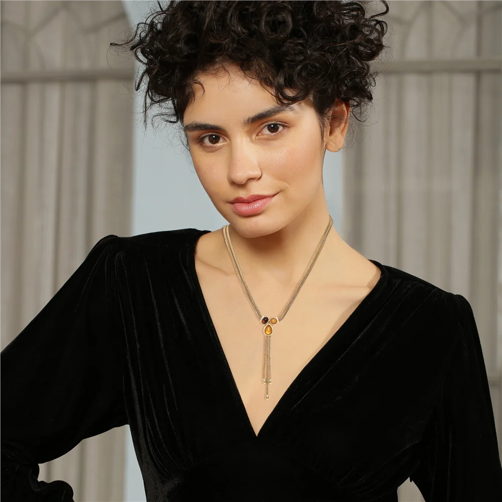 Gold Plated Tassel Necklace - Image 2