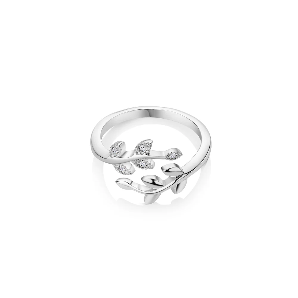 Leaf Ring with Clear Stones - Image 3