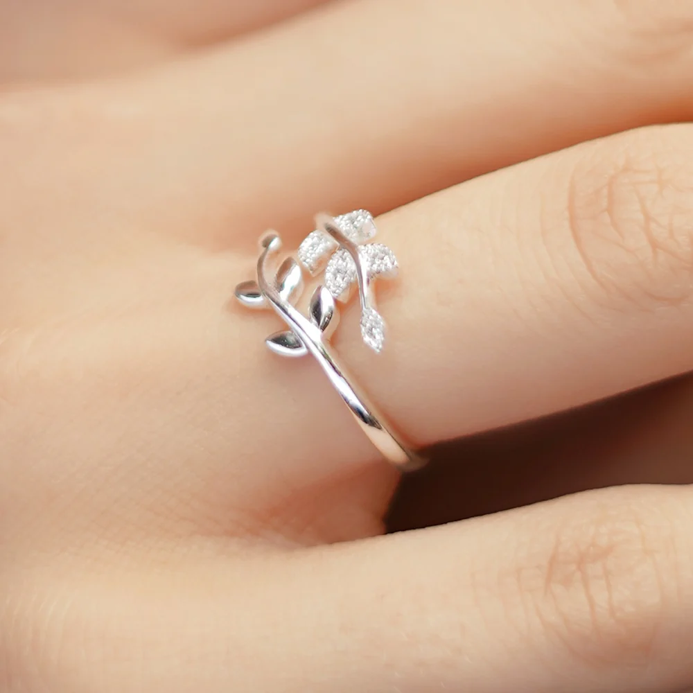 Leaf Ring with Clear Stones - Image 4