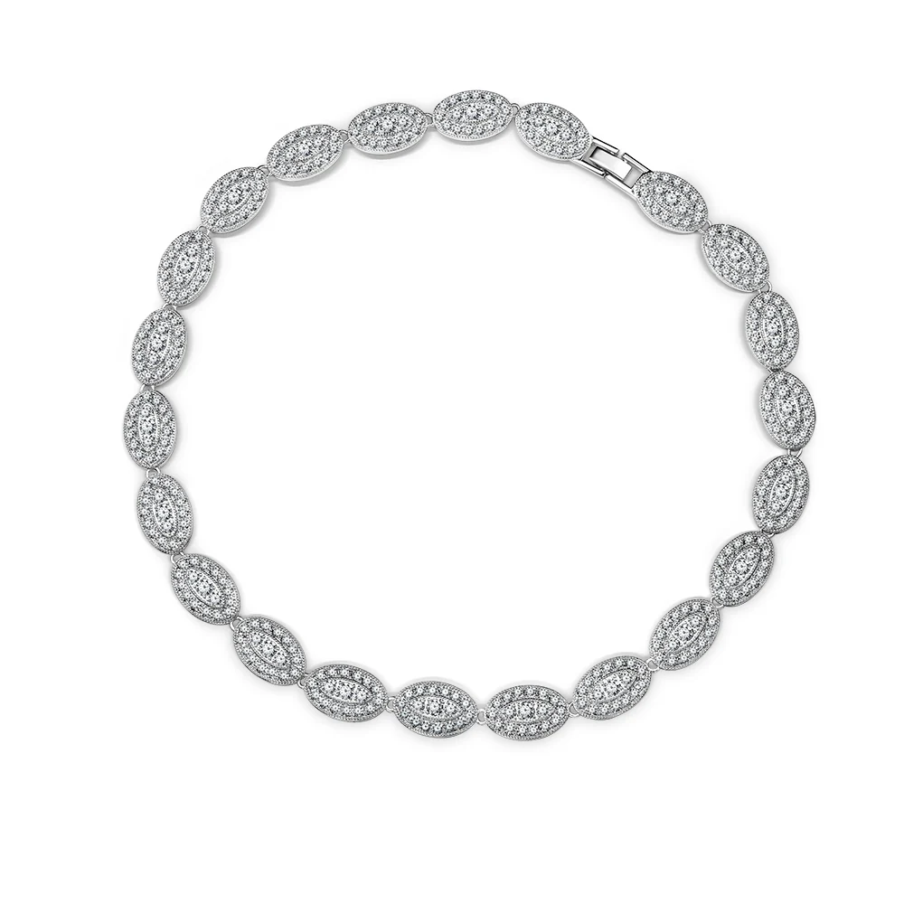 Oval Necklace with Clear Stones