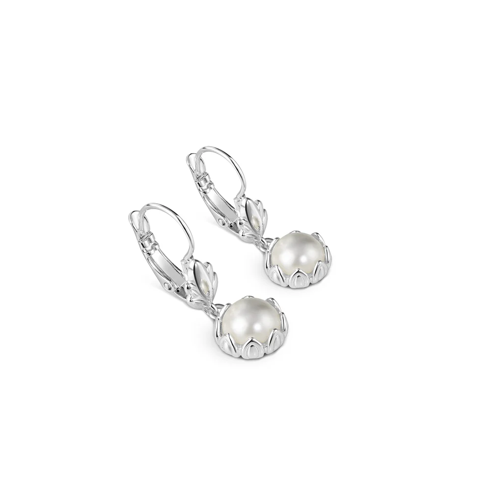 Pearl Leaf Drop Earrings - Image 3