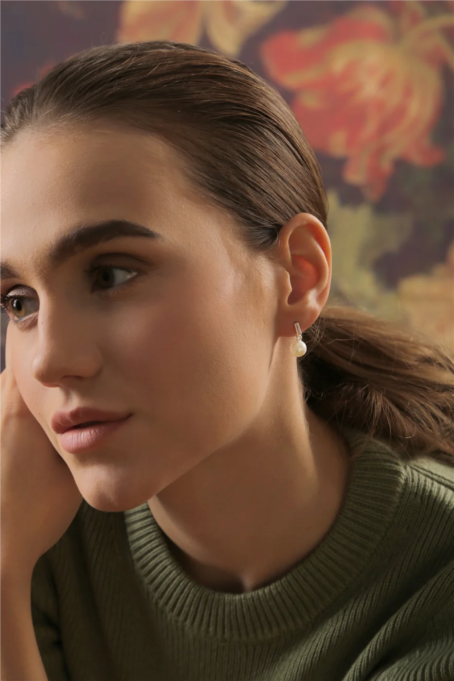 Pearl Stud Earrings - Image 2