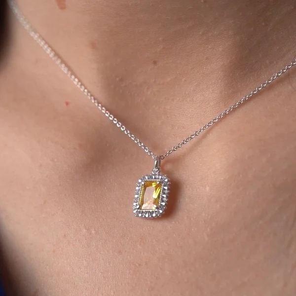 Rectangle Light Topaz Stone Pendant - Image 3