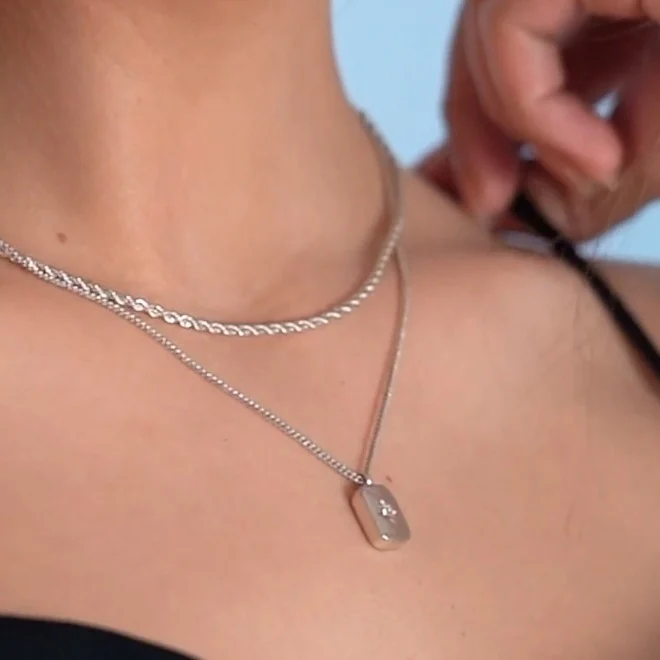Rectangular Star Pendant with Clear Stones - Image 3