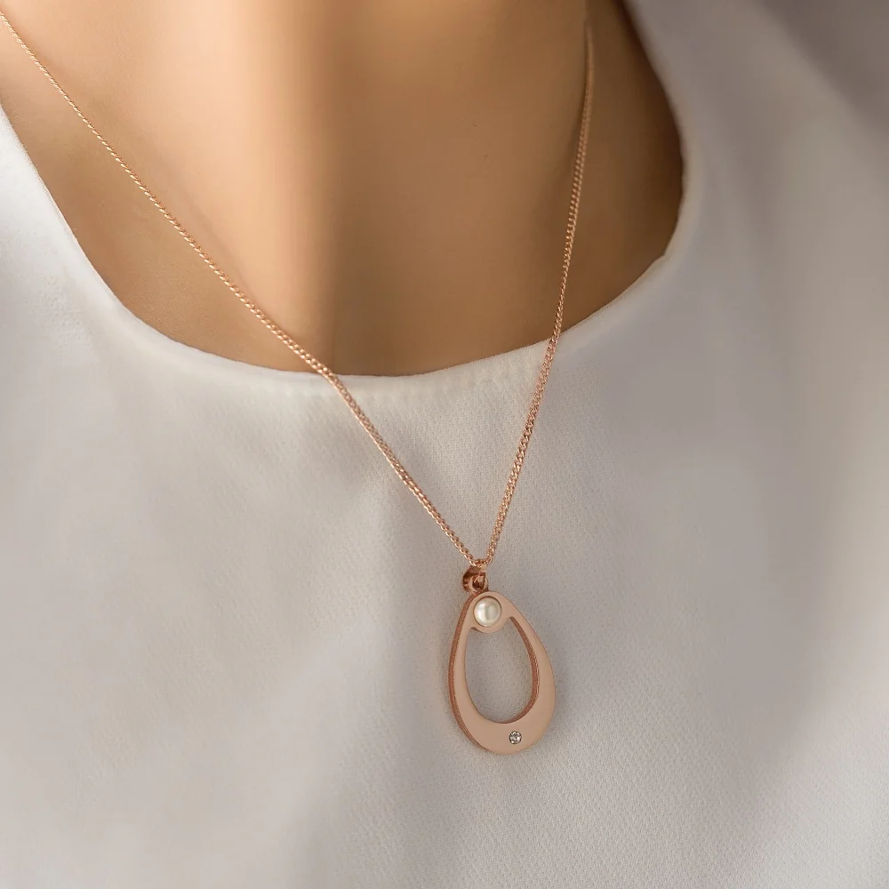 Rose Gold Plated Droplet Pendant - Image 2