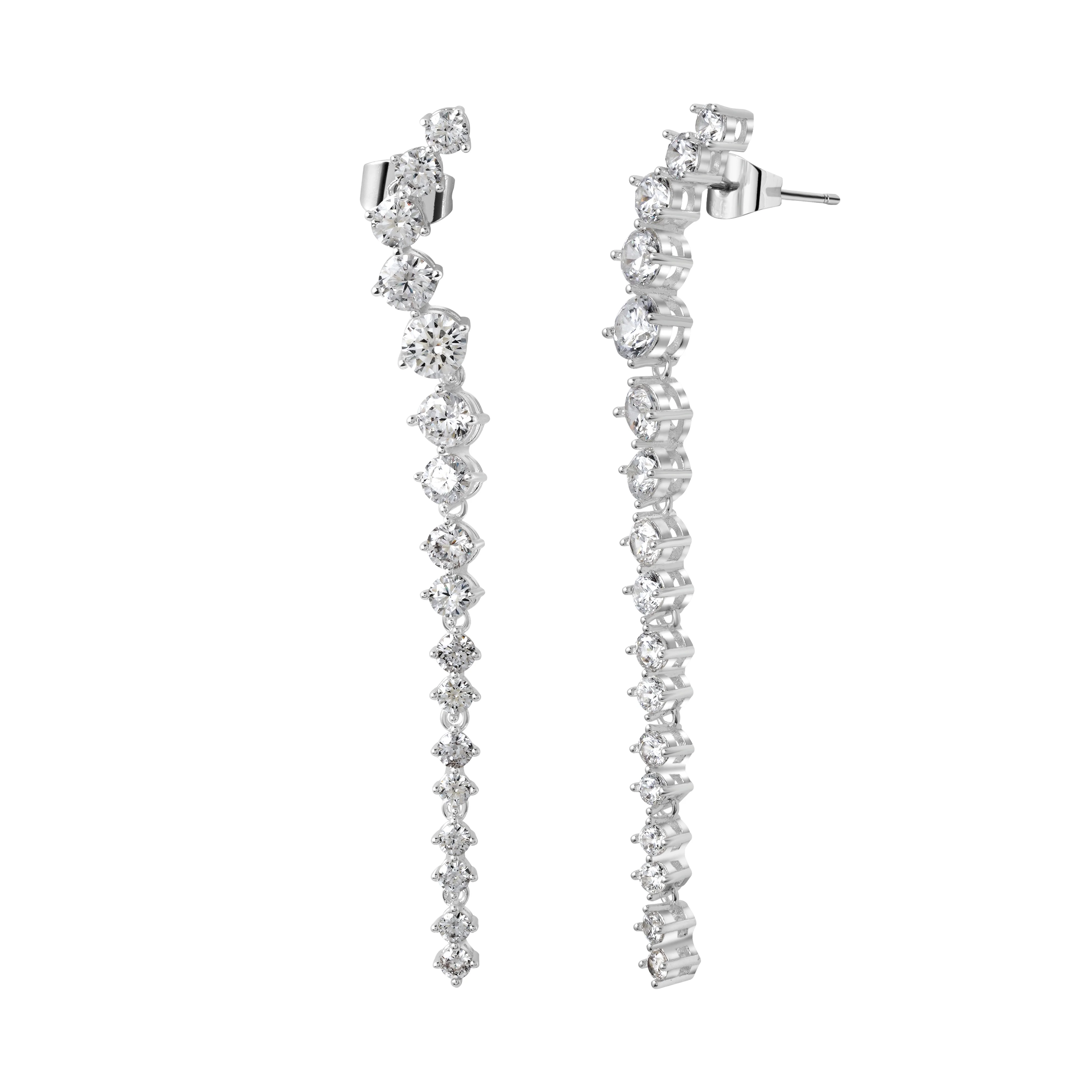 Silver Plated Cubic Zirconia Drop Earrings - Image 3