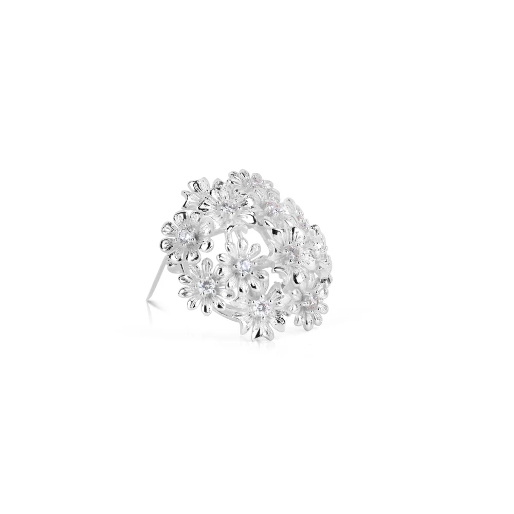 Silver Plated Floral Cluster Brooch - Image 3