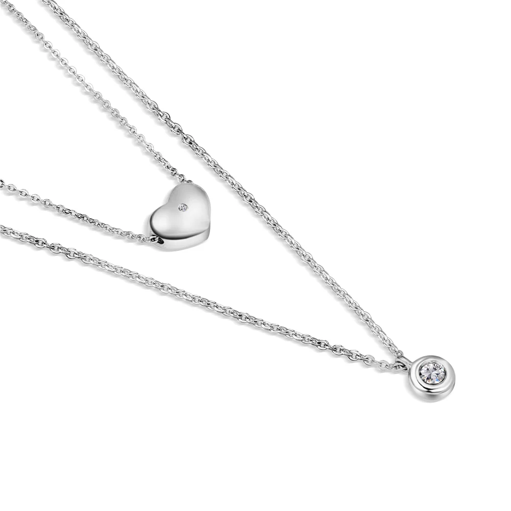 Silver Plated Heart Pendant with Clear Stones - Image 4