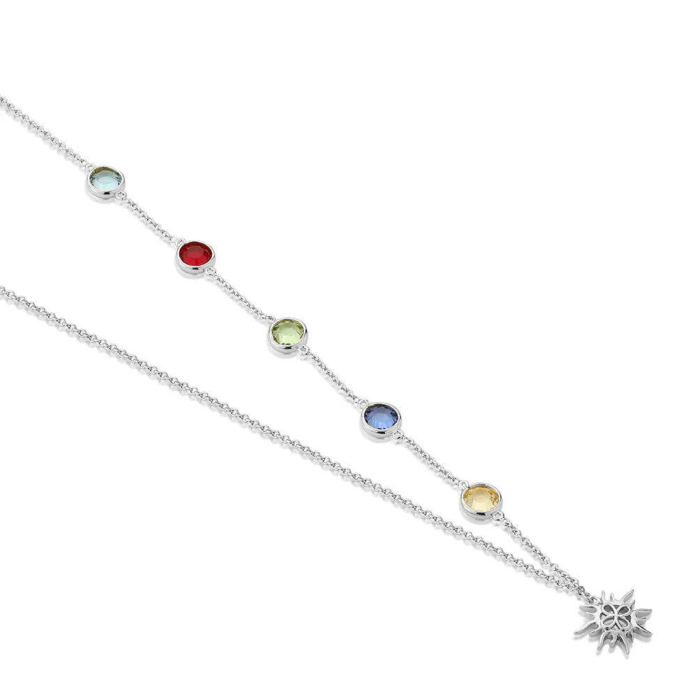 Silver Plated Necklace Coloured Stone - Image 3