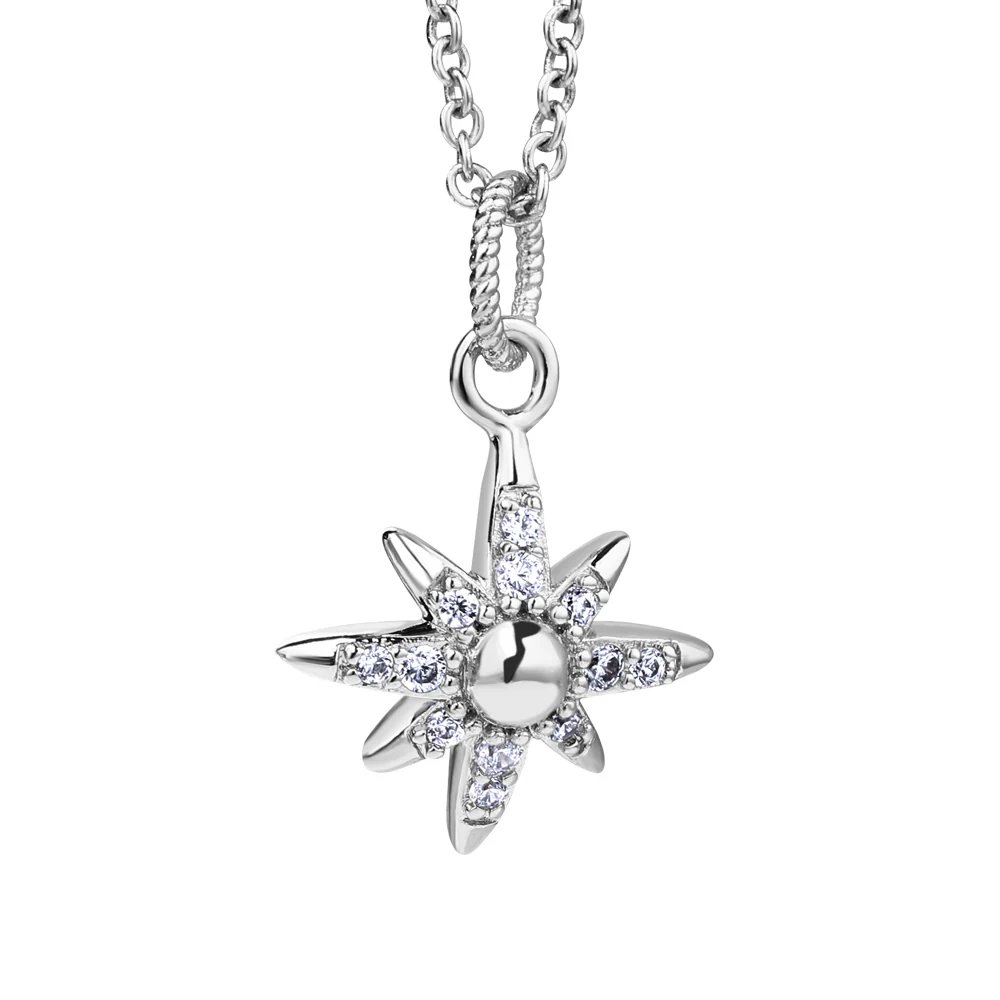 Silver Plated Star Pendant with Clear Stones - Image 3