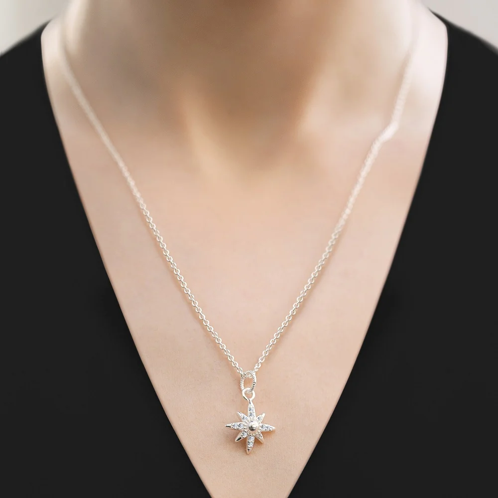 Silver Plated Star Pendant with Clear Stones - Image 4