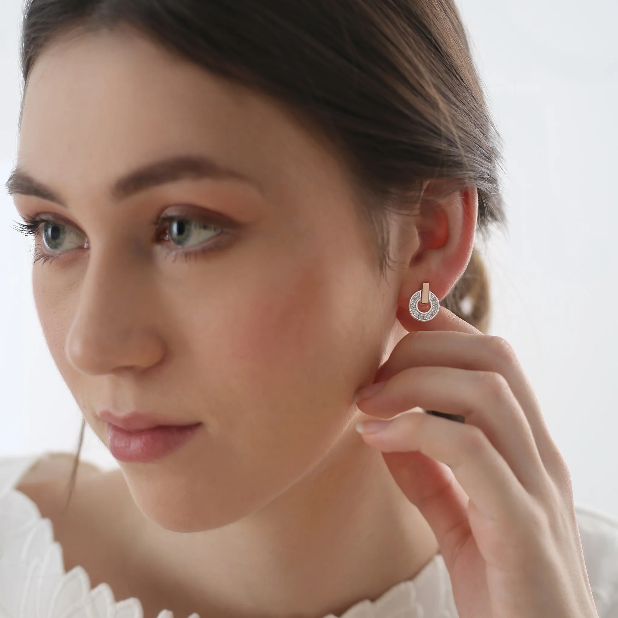 Silver & Rose Gold Plated Tiamo Earrings - Image 2