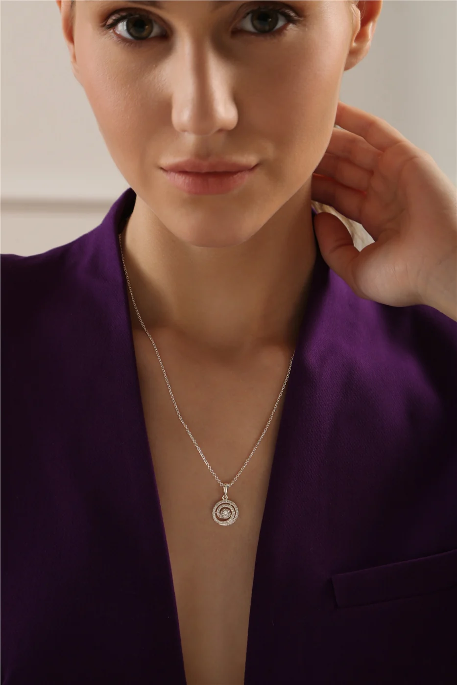Spiral Pendant with Clear Stones - Image 2