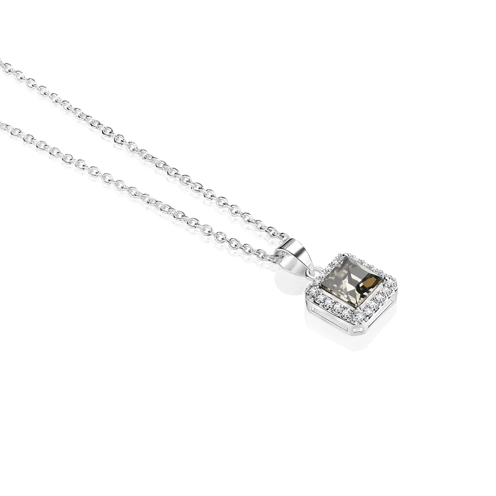 Square Pendant with Clear and Black Stone Setting - Image 3