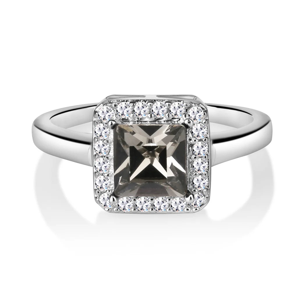 Square Ring with Black & Clear Stones - Image 3