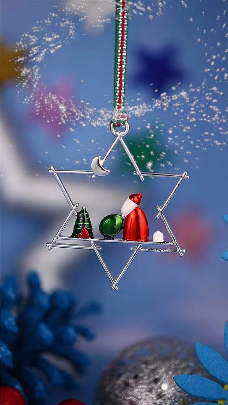 Star with Santa Christmas Tree Decoration - Image 3