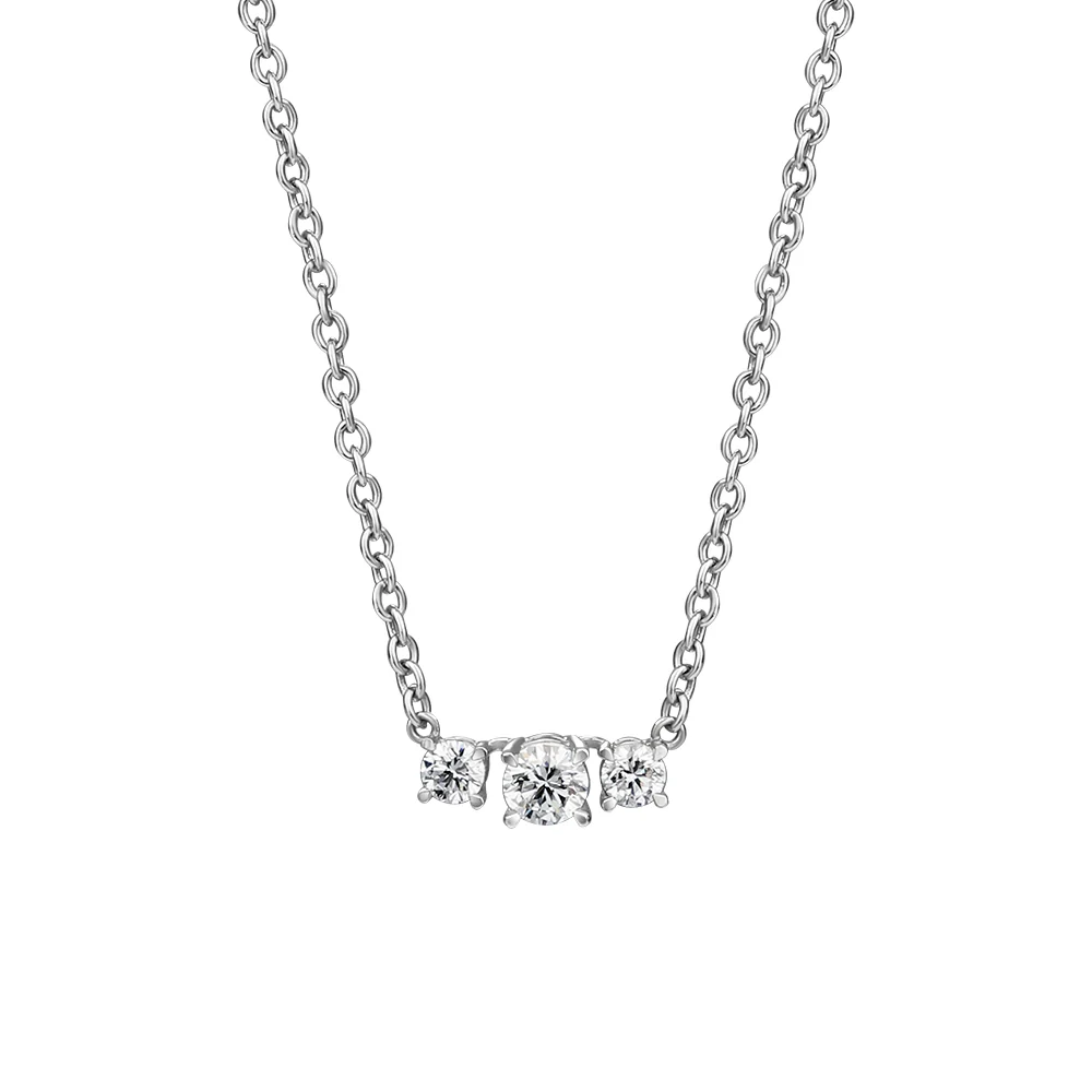 Sterling Silver 3-Stone Lab Grown Diamond Pendant 0.4ct - Image 3