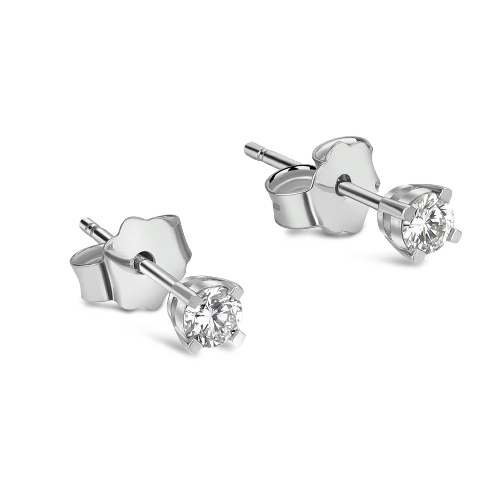 Sterling Silver 4 Claw Lab Grown Diamond Earrings 0.2ct - Image 3