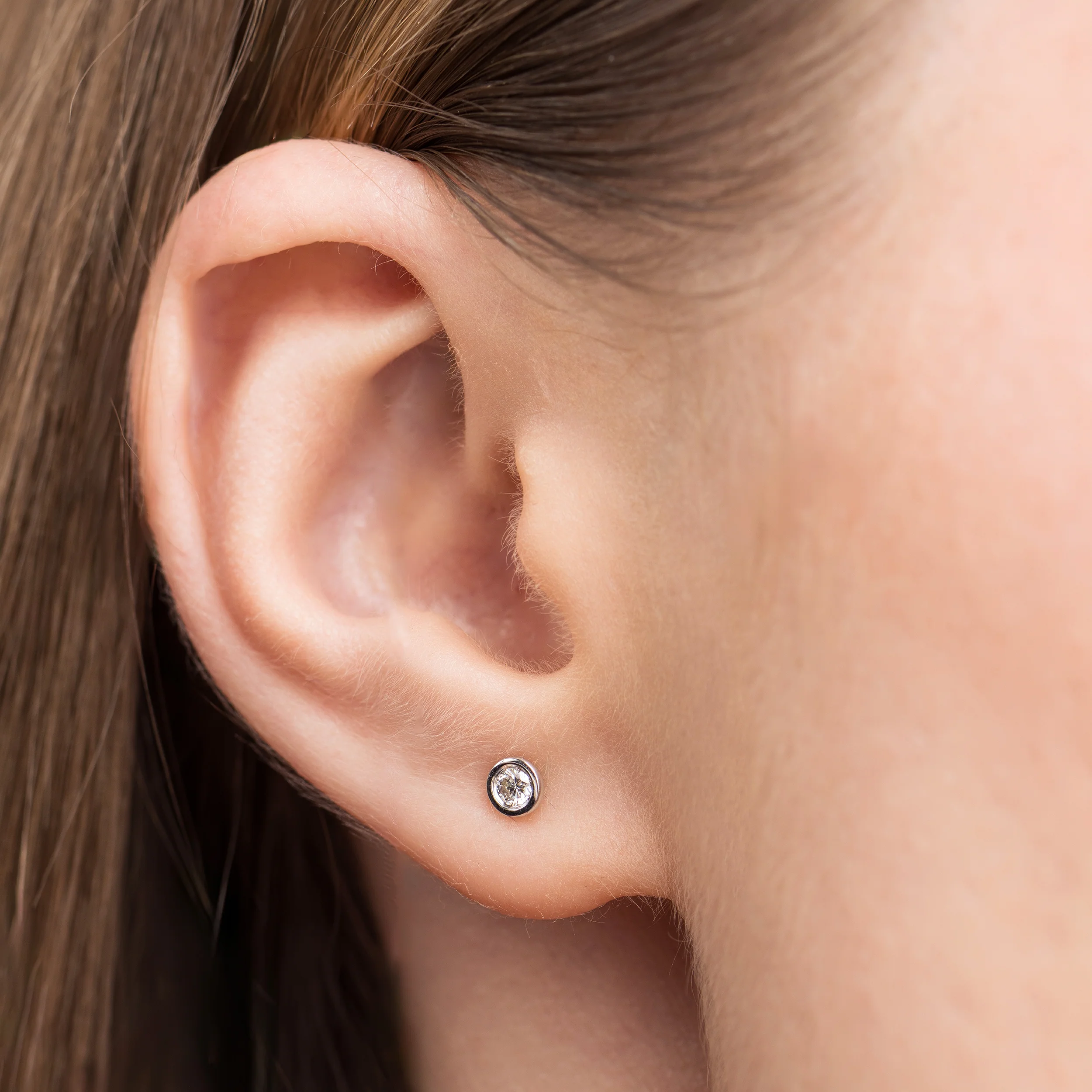 Sterling Silver Bezel Set Lab Grown Diamond Earrings 0.2ct - Image 2