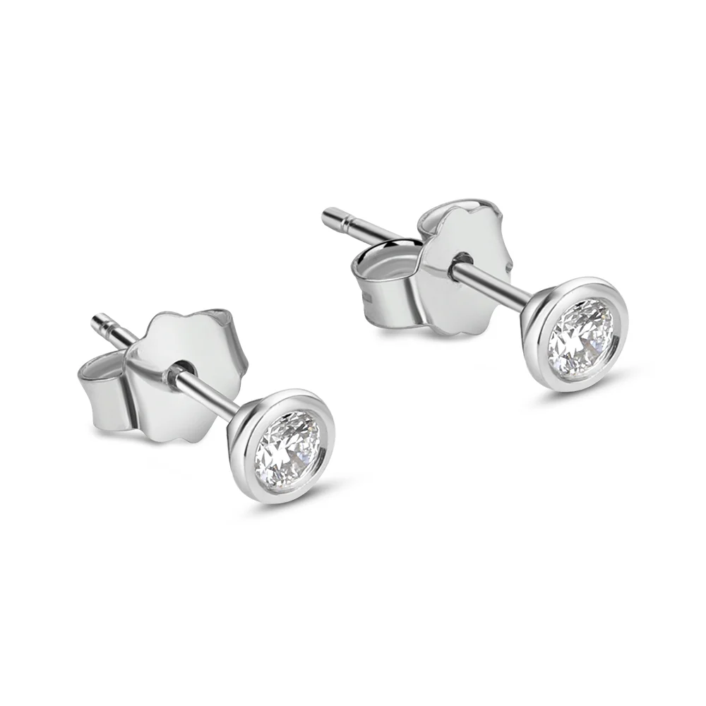 Sterling Silver Bezel Set Lab Grown Diamond Earrings 0.2ct - Image 3