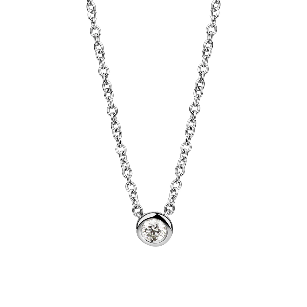 Sterling Silver Bezel Set Lab Grown Diamond Pendant 0.2ct - Image 3