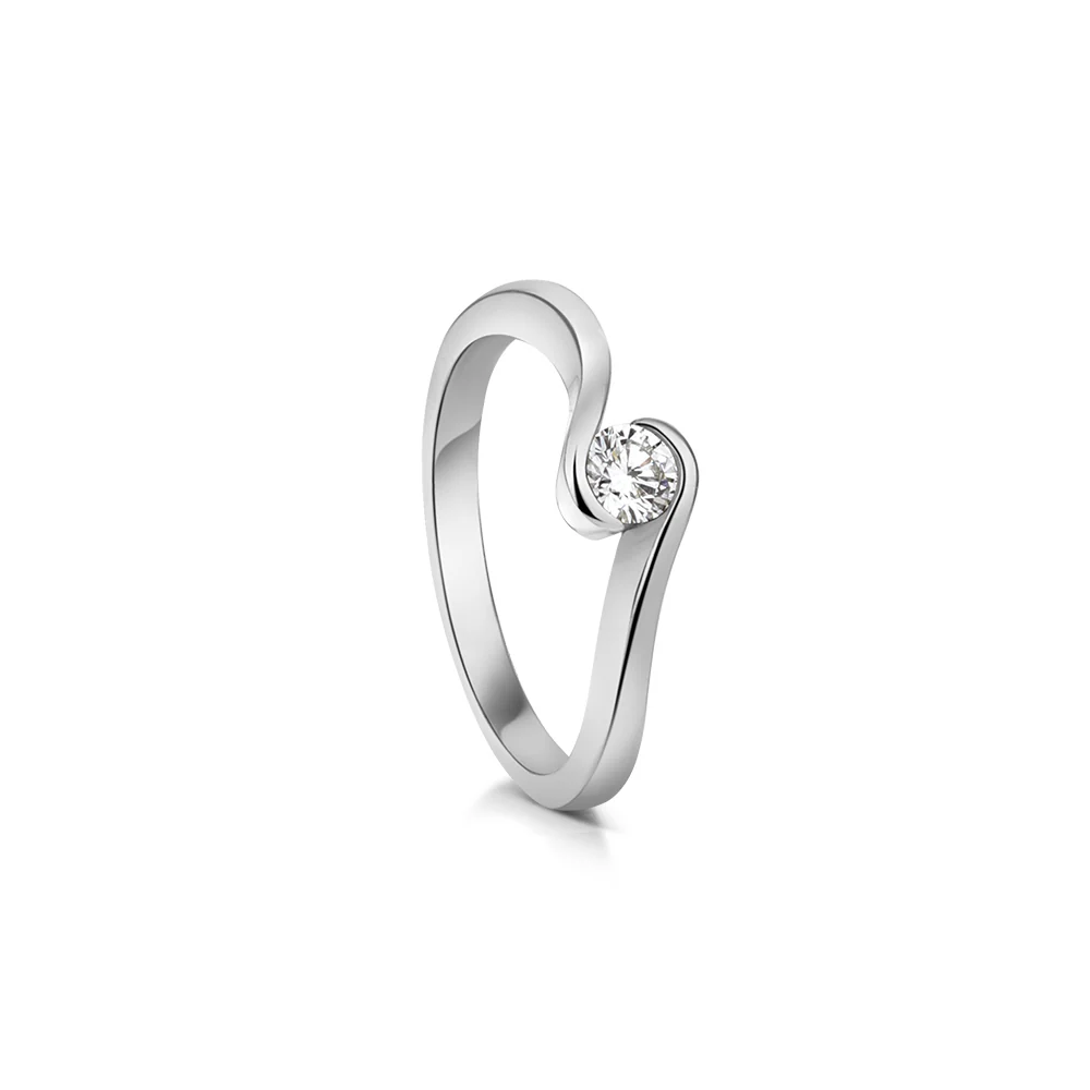 Sterling Silver Channel Set Lab Grown Diamond Ring 0.2ct Size L - Image 3