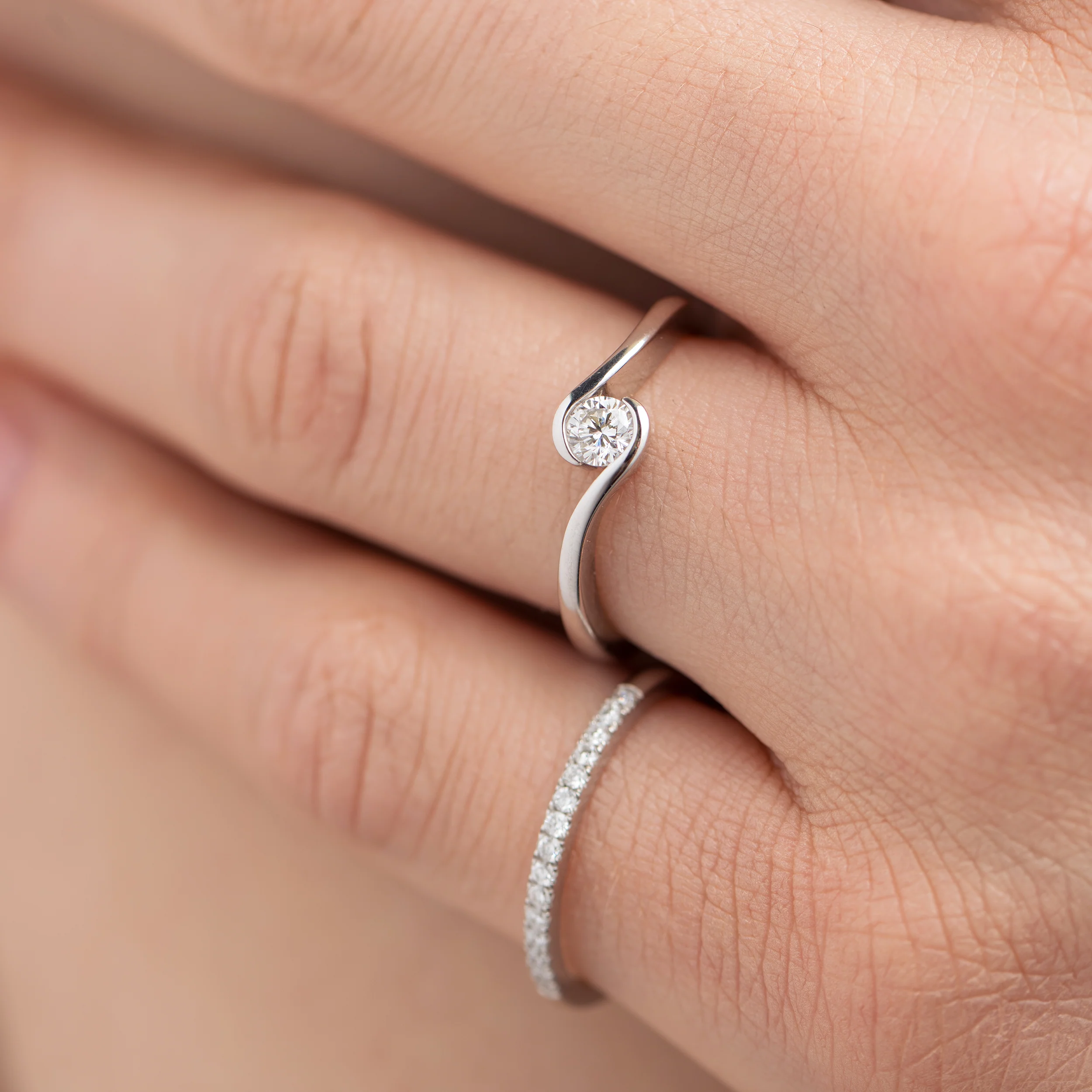Sterling Silver Channel Set Lab Grown Diamond Ring 0.2ct Size L - Image 4