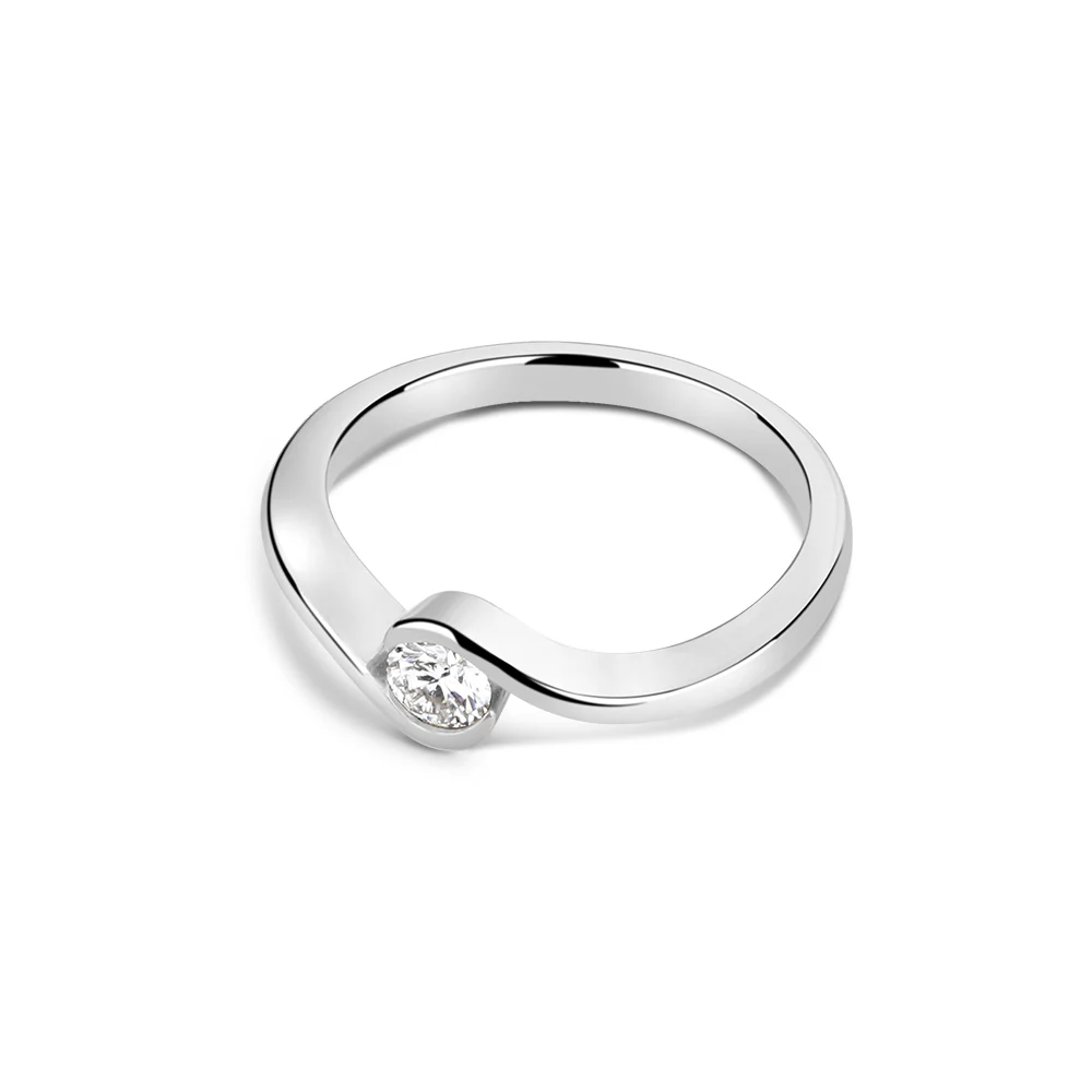 Sterling Silver Channel Set Lab Grown Diamond Ring 0.2ct Size O - Image 3