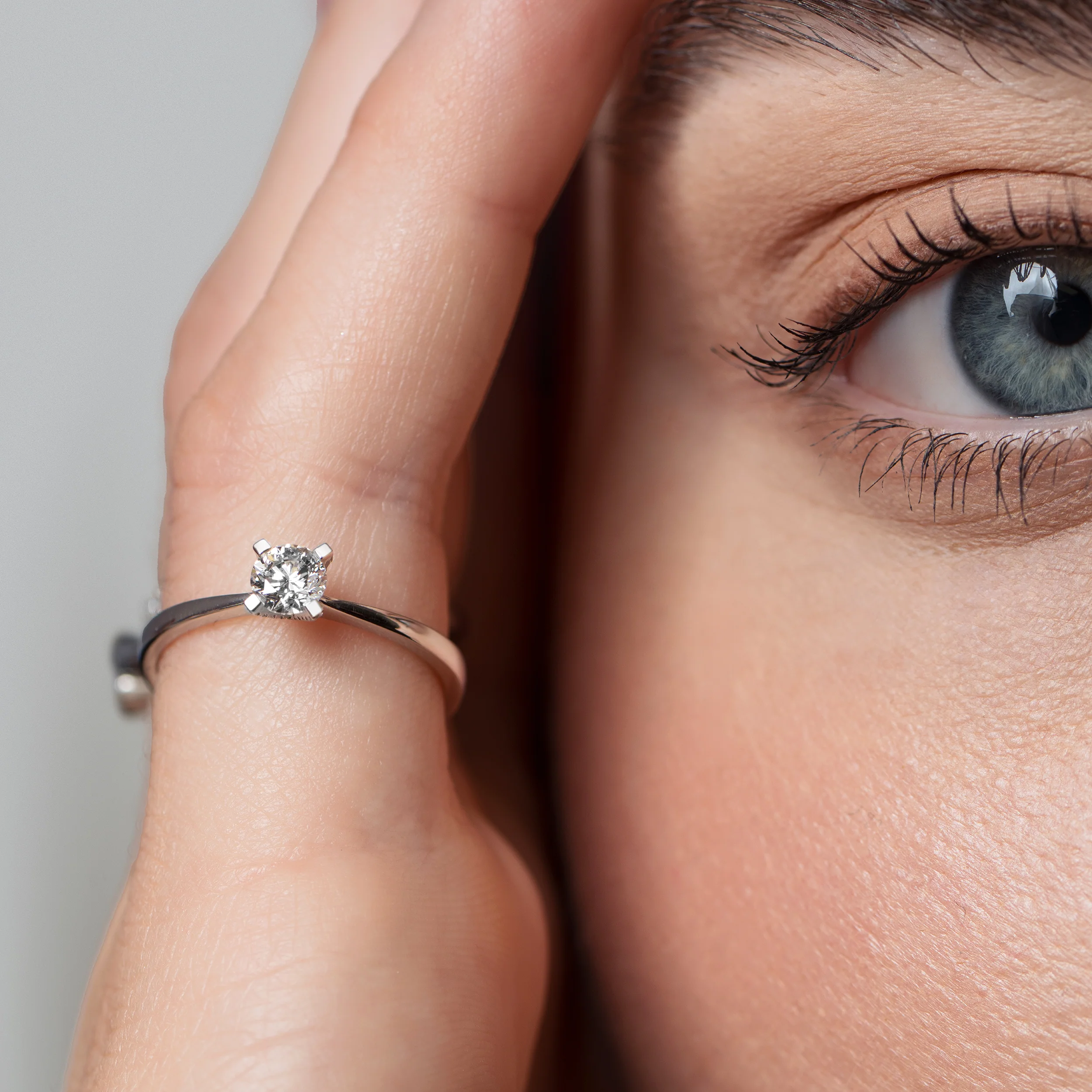 Sterling Silver Solitaire Lab Grown Diamond Ring 0.35ct Size L - Image 2