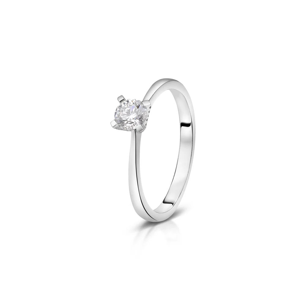 Sterling Silver Solitaire Lab Grown Diamond Ring 0.35ct Size N - Image 5
