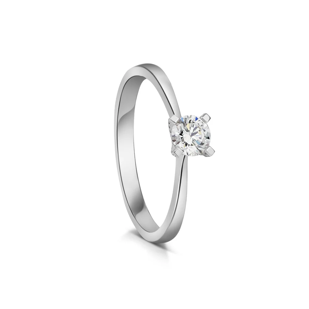 Sterling Silver Solitaire Lab Grown Diamond Ring 0.35ct Size O - Image 3